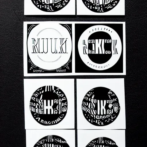 Image similar to black on white graphic design stickers in style of david rudnick, eric hu, y 2 k,