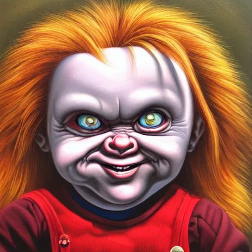 Prompt: painting of chucky by chris leib