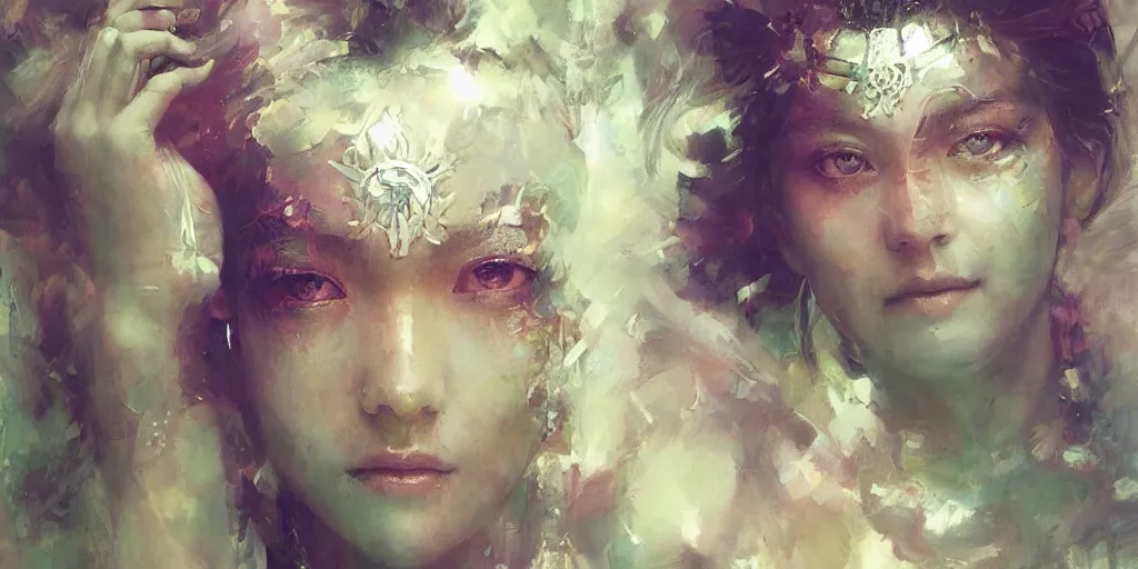 Image similar to Psychedelic portrait of a smiling Goddess by Stanley Artgerm Lau, Ruan Jia and Fenghua Zhong