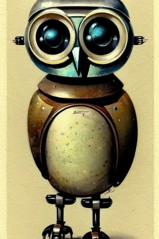 Prompt: (((((1950s cute retro robot owl . muted colors.))))) by Jean-Baptiste Monge !!!!!!!!!!!!!!!!!!!!!!!!!!!!!!