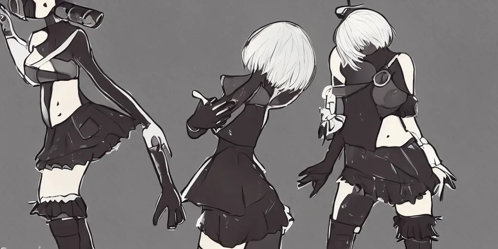Image similar to 2b from nier automata parody of lo-fi hip hop beats to study meme, highly detailed