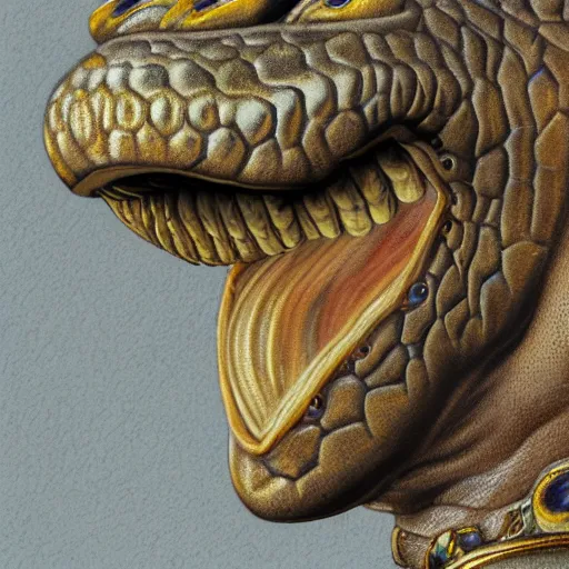 Prompt: detailed bust portrait of a noble fantasy humanoid moray eel warrior. bestiary illustration