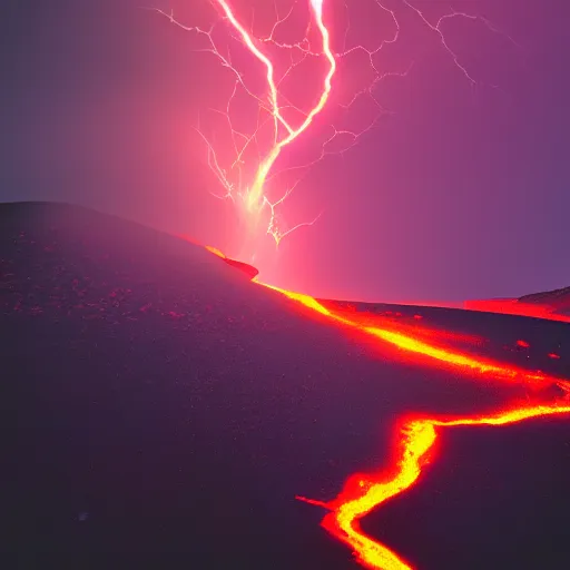 Image similar to lava lightning reflecting off of a high-resolution camera, 8k resolution, Canon EOS C300