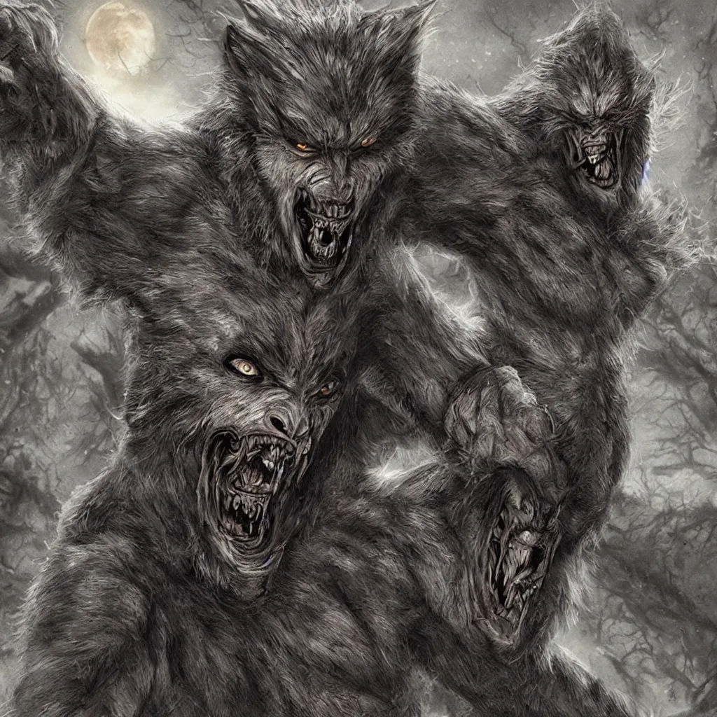 Prompt: horrifying werewolf