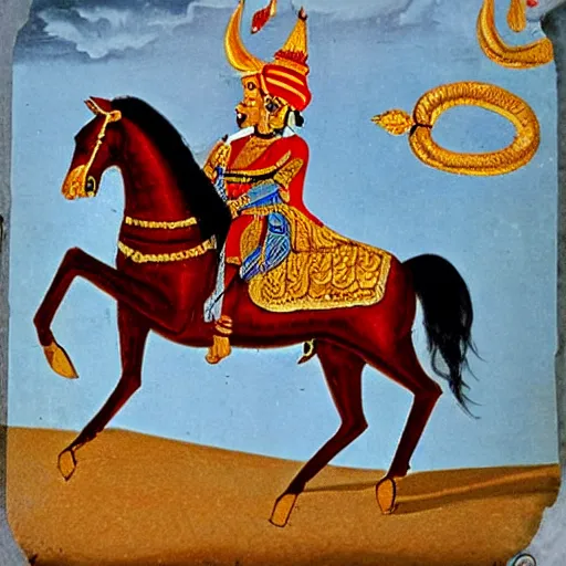 Prompt: lord kalki on his horse fighting with the last evil of this world