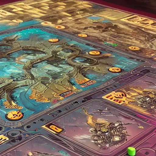 Prompt: mysterious detailed scifi board game art by dan mumford