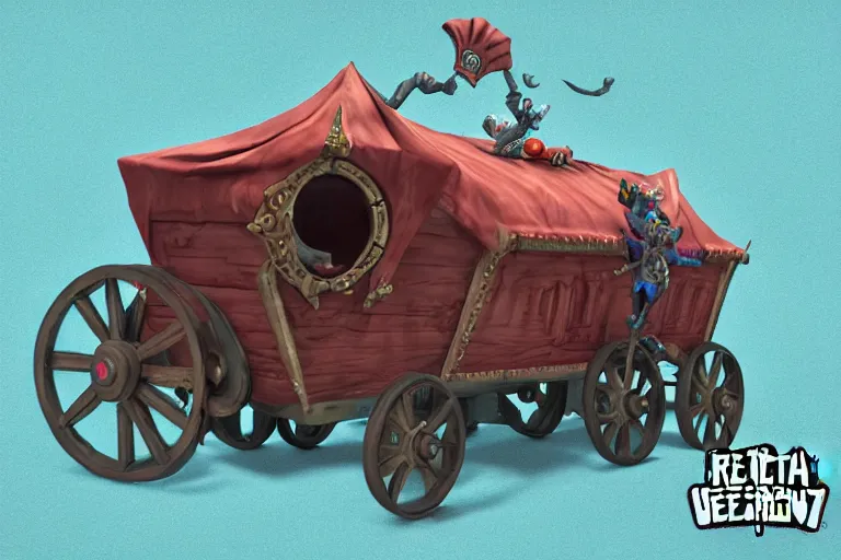 Image similar to 3d sculpt of a gothic circus wagon, artstaton, League of Legends, red dead redemption2, overwatch, digital illustration