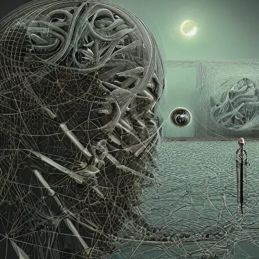 Image similar to humanity trapped in the neuromorphic metaverse blending minds with machines hyperdetailed surrealism