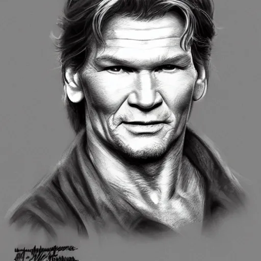 Image similar to amazing lifelike award winning pencil illustration of Patrick Swayze as Vida Boheme trending on art station artgerm Greg rutkowski cinematic