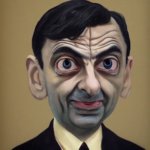 Image similar to Mr. Bean in the style of a painting from Dishonored