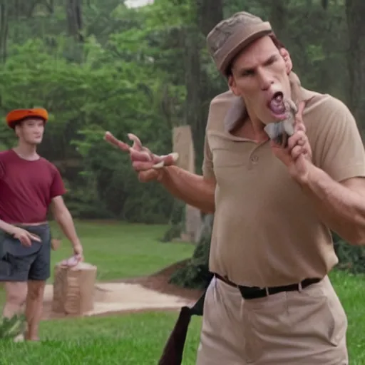 Image similar to Live Action Still of Jerma in Caddyshack, real life, hyperrealistic, ultra realistic, realistic, highly detailed, epic, HD quality, 8k resolution, body and headshot, film still