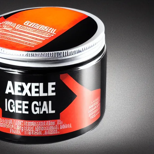 Prompt: a professional photo of a new container for Axle Grease Hair Gel, dramatic cinematic studio lighting