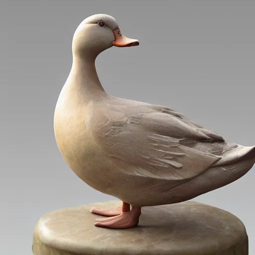 Image similar to realistic marble statue of a duck