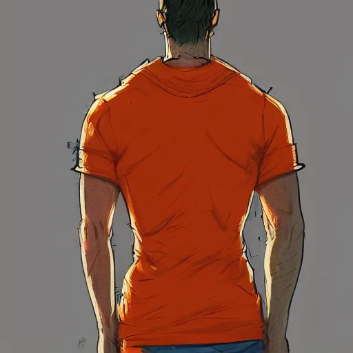 Image similar to man in orange t - shirt hugging girl, vivid colors, character sheet, fine details, concept design, contrast, kim jung gi, greg rutkowski, trending on artstation, 8 k, full body, turnaround, front view, back view, ultra wide angle