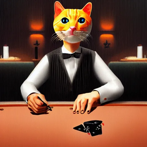 Poker Night Showdown: Feline Edition - Canvas – artAIstry