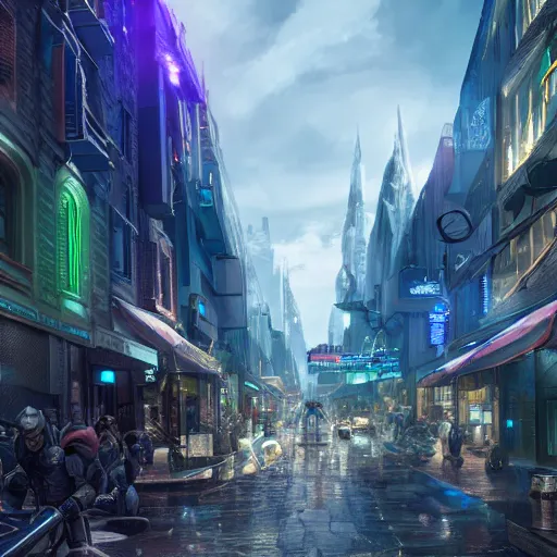 Prompt: asgard\'s streets and luxurious city, cinematic lighting, hyperrealistic, ultra detailed, featured on artstation, 8k hd artwork, cinematic