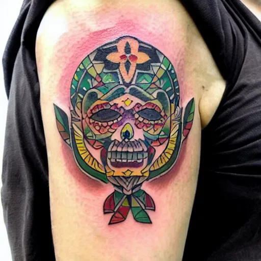 Prompt: Mexican style tattoo black