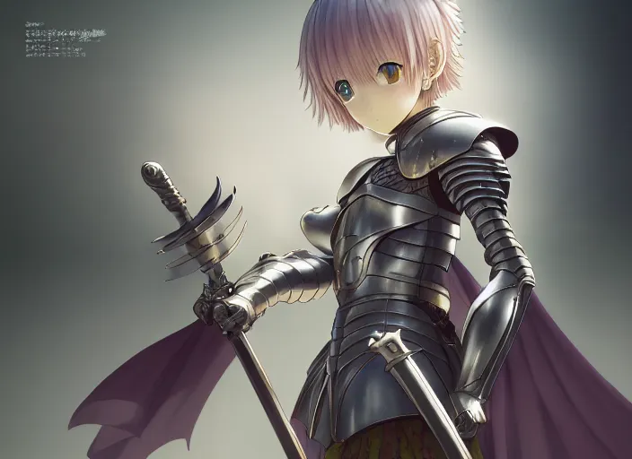 Image similar to girl in knights armor, Norihiro Yagi,omoide emanon, murata range,kawaii, kyoto animation, manga,katsura masakazu, intricate, detailed, studio lighting, gradation,editorial illustration, matte print, Ilya Kuvshinov, concept art,makoto shinkai,loish,rule of thirds,tsuruta kenji,james jean