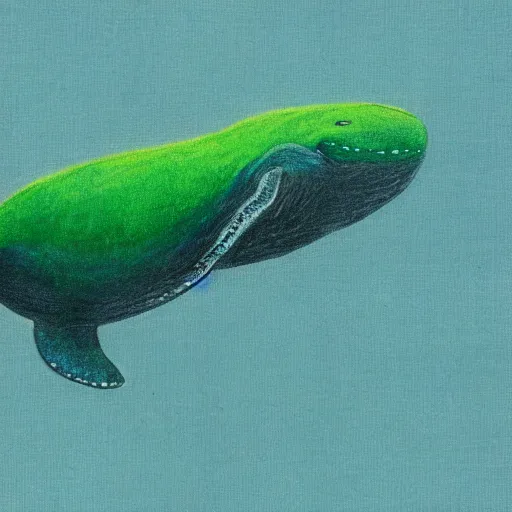 Image similar to a green whale