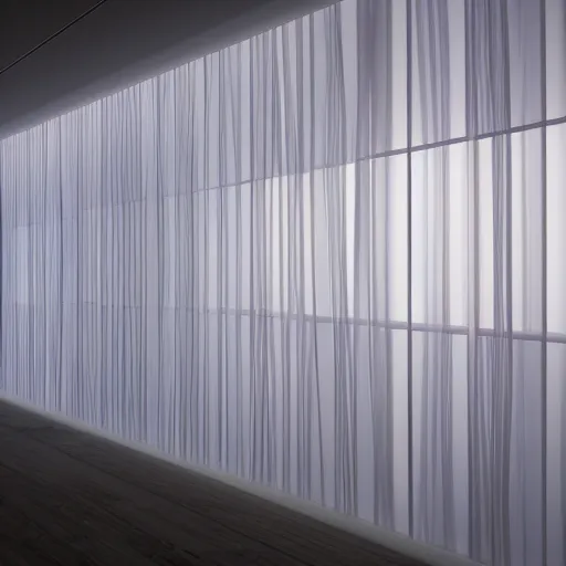 Image similar to array of translucent walls in wide abstract space, raytracing, 5 5 mm