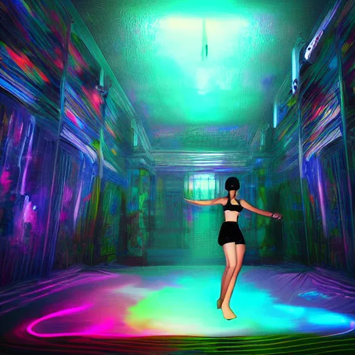 Image similar to Jill Valentine with pistol swimming in chromatic SPIRITS in misty mysterious astral temple, beautiful, dmt, trending on artstation, omnious, soft, REALISTIC