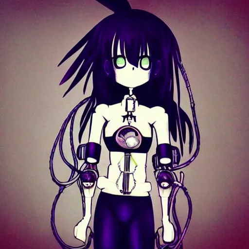 Image similar to Anime manga robot!! catgirl tattoo, exposed wires and gears, fully robotic!! catgirl, manga!! in the style of Junji Ito and Naoko Takeuchi, cute!! chibi!!! catgirl, tattoo on upper arm, arm tattoo