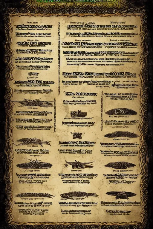 Image similar to a menu for purchasing lovecraftian elder gods, diner menu, detailed