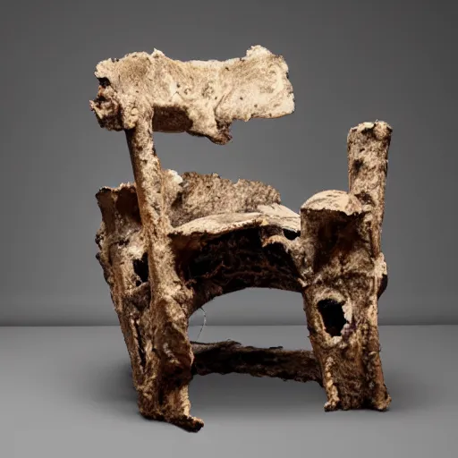 Image similar to chair made of rotted flesh and bone