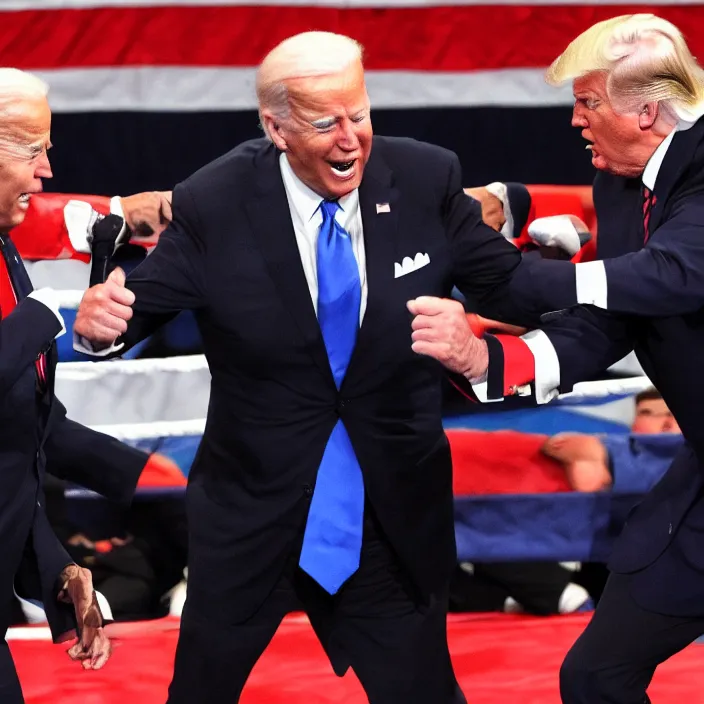 Image similar to joe biden and donald trump boxing match