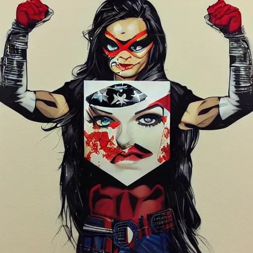 Prompt: super hero by sandra chevrier