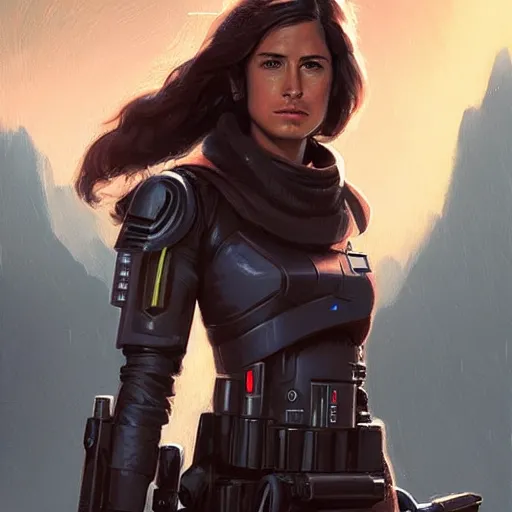 Image similar to portrait of a young woman by greg rutkowski, jaina solo, wearing the tactical gear of the galactic alliance, star wars expanded universe, she is about 1 6 years old, highly detailed portrait, digital painting, artstation, concept art, smooth, sharp foccus ilustration, artstation hq