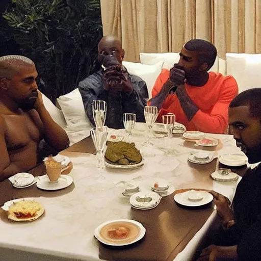 Prompt: kanye west having a teaparty with kanye west