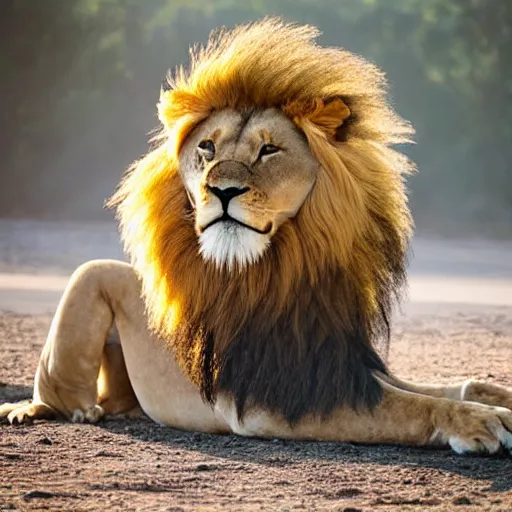 Prompt: a huge smiling lion plushy, photography, award - winning