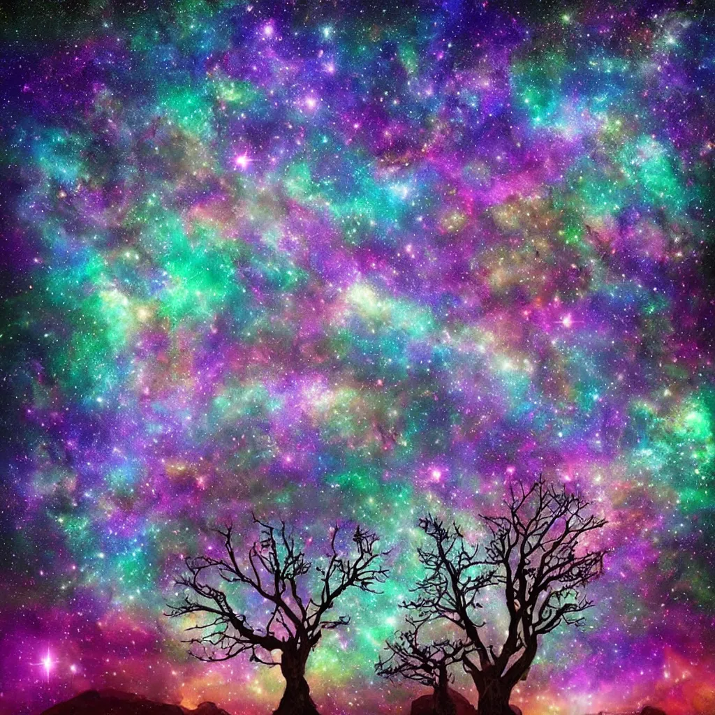 Image similar to magical trees of life in the galaxy 🌌