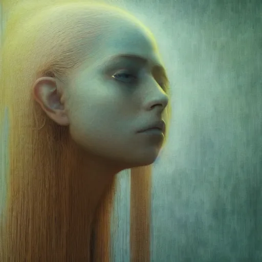 Image similar to Woman masterpiece, Avril Lavigne, lines, by Edgar Maxence and Ross Tran, Zdzisław Beksiński, and Michael Whelan, distant, gustav dore, H.R. Giger, 8k, octane render