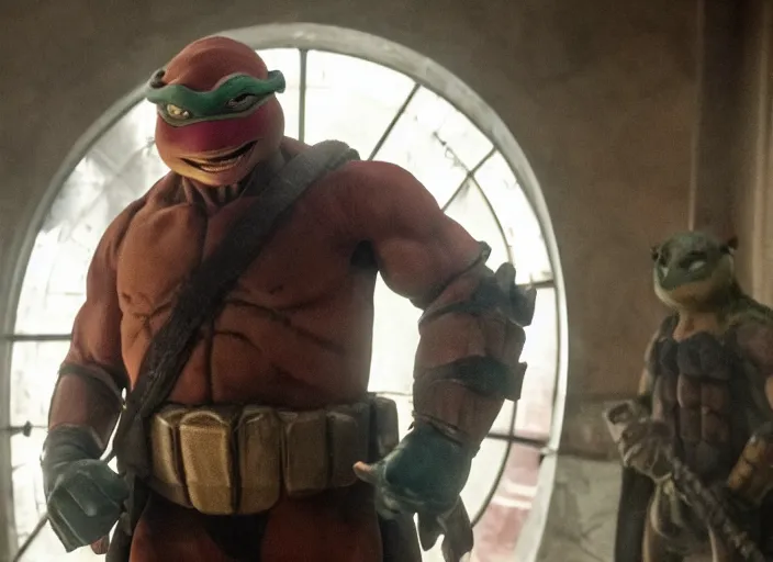 Image similar to film still of a michaelangelo in teenage mutant ninja turtles 2 0 1 4