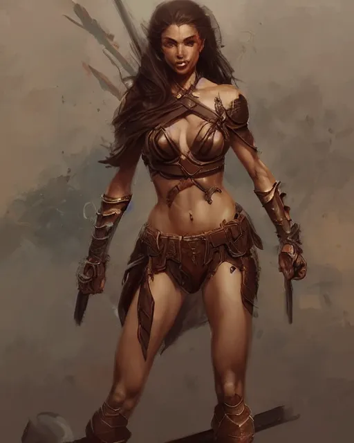 Image similar to beautiful female warrior, accurate anatomy, by Stanley Artgerm Lau, WLOP, Rossdraws, frank frazetta, Andrei Riabovitchev, Marc Simonetti, tranding on artstation