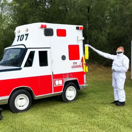 Image similar to big chungus, anthropomorphic ambulance shaped like big chungus, high resolution photo