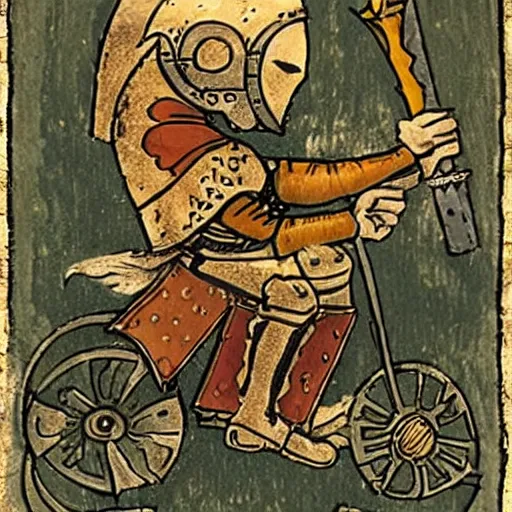 Image similar to medieval knight riding on a motorcycle