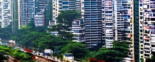 Image similar to streets of mumbai, future, mossy buildings