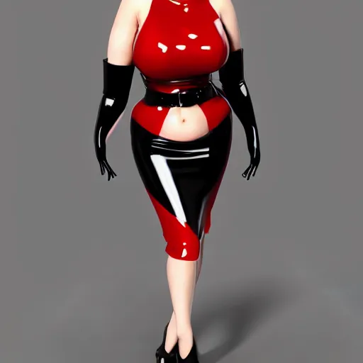 Prompt: a curvy feminine pale goth cutie with a thin waist in an elaborate red-black latex-leather pleated tube dress, cgsociety, photorealistic, sublime-comfy-elegant ambience, 16k, smooth, sharp focus, trending on ArtStation, volumetric lighting, fully clothed, worksafe