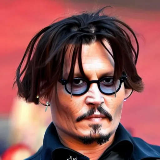 Image similar to Johnny Depp with Karen hairstyle