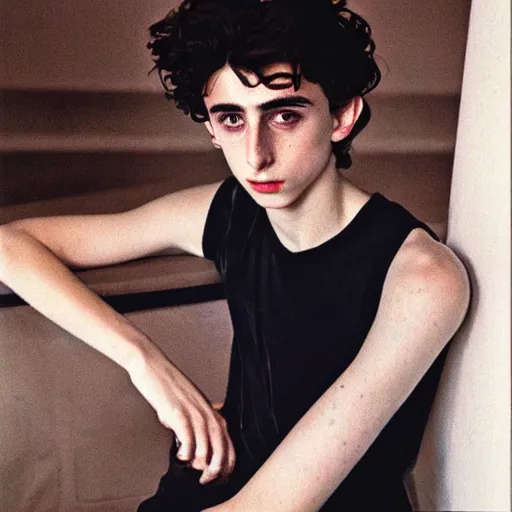 Prompt: timothee chalamet photograph by nan goldin