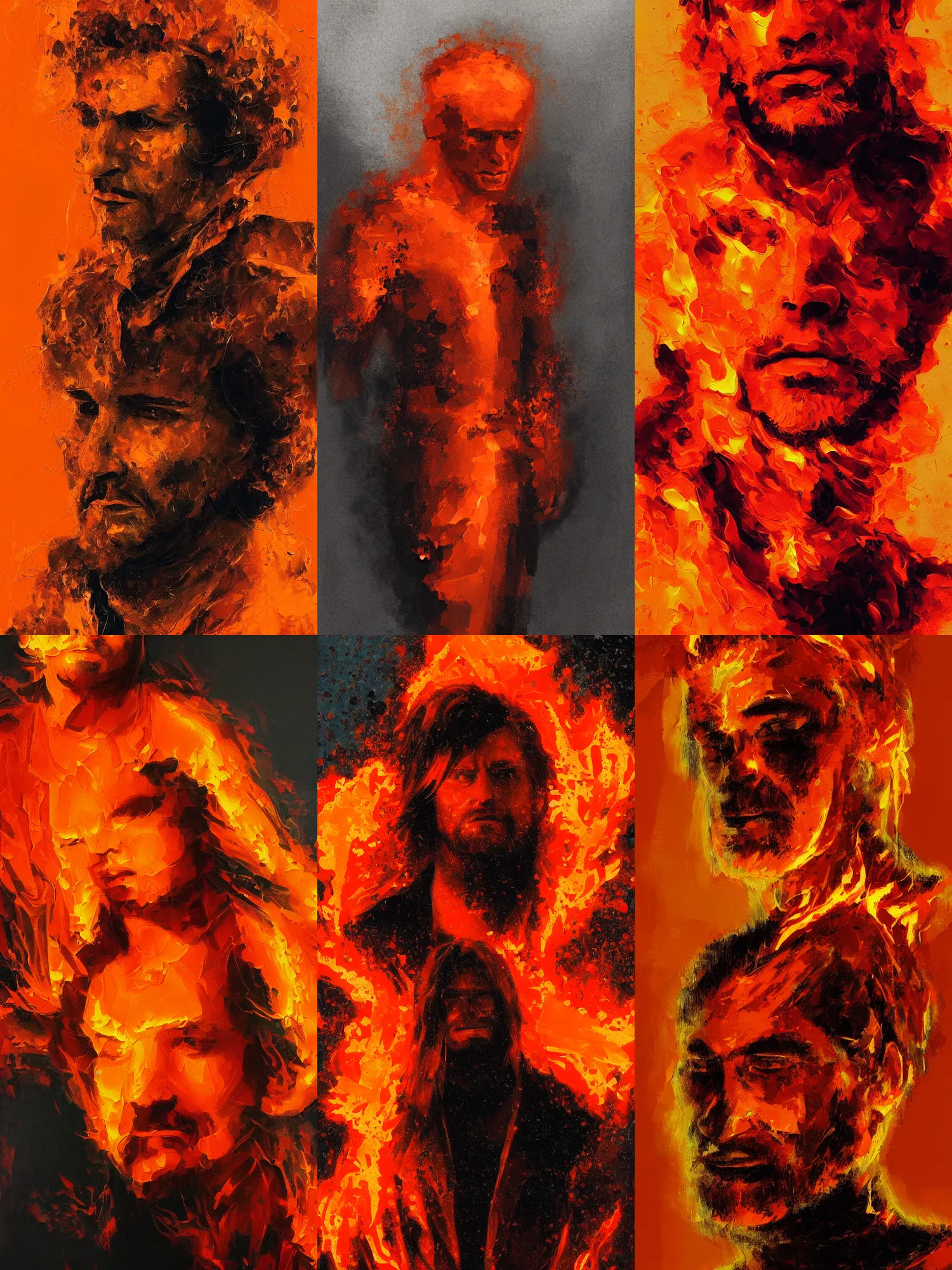 Abstract Painting Of Man Made Of Flames Handsome Stable Diffusion 
