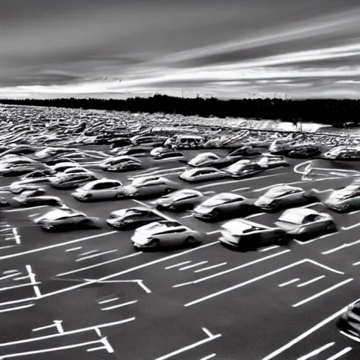 Prompt: Beatiful Fuzzy Photograph of an infinite infinite infinite parking lot