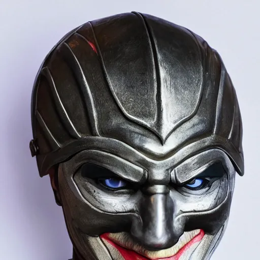 Prompt: professional portrait of the 2 0 1 9 joker wearing an ancient gallic helmet, 8 k, very detailed, very intricate,