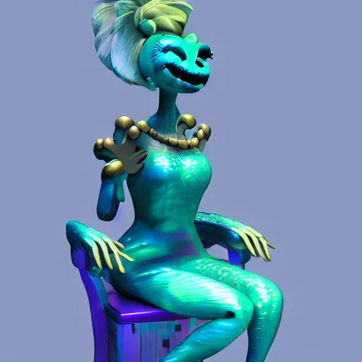 Image similar to a mermaid in the five nights at freddy's universe, highly detailed, 3 d render, sharp focus