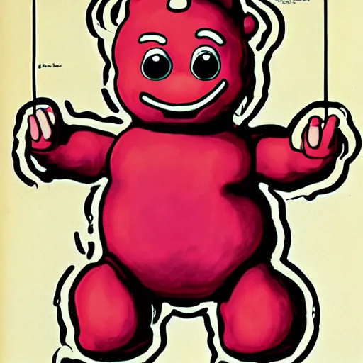 Prompt: anatomical chart of a teletubby