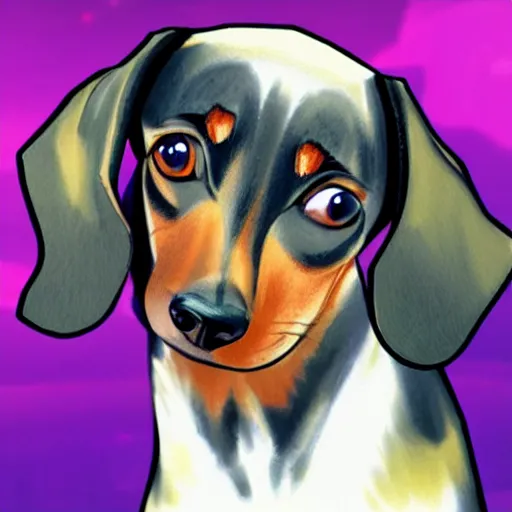 Prompt: dachshund in the style of an anime