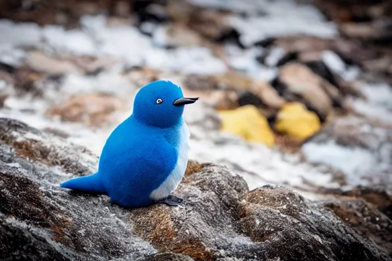 Image similar to real life piplup pokemon in icy antartica, cute!!!, heroic!!!, adorable!!!, playful!!!, chubby!!!, happy!!!, cheeky!!!, mischievous!!!, ultra realistic!!!, autumn, clear weather, golden hour, sharp focus